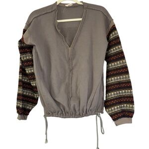 Mystree Distressed Laugenlook Boho Sweater Women’s M Casual Colorful Knit Cozy